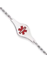 Sterling Silver Non-enameled Medical ID Rope Link Bracelet