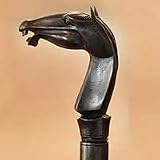 NOVICA Wood walking stick, 'Horse Head'