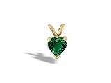 14K Yellow Gold Heart Created Emerald Pendant