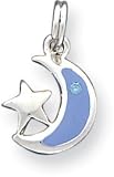 Enamel And Cubic Zirconia Moon And Stars Charm, Sterling Silver