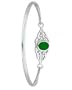 Celtic Oval Green Agate Bangle Bracelet
