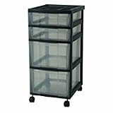 Iris 4-Drawer Storage System, 26 3/4in.H x 12 5/8in.W x 16 1/8in.D, Black/Clear