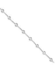 Genuine IceCarats Designer Jewelry Gift Sterling Silver Polished Fancy Bezel-Set Cz Bracelet In 7.00 Inch