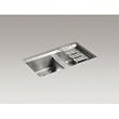 Kohler K-3672-NA 8 Degree Undermount Offset Double-bowl Kitchen Sink with 2 Bott