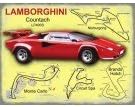 Classic Metal Sign With Artwork Featuring The Lamborghini Countach LP400S in Red