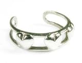 14k Three Heart White Toe Ring