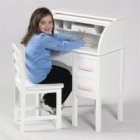 Jr. Rolltop Desk and Chair set (White/Pink)