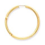 14k 3mm Satin and Polished Diamond-Cut Hoop Earrings