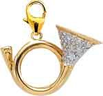 French Horn, 14K Gold Diamond Charm