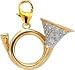 French Horn, 14K Gold Diamond Charm