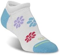 Fits Sock Co Women's Capri Blue w/Flower Light Runner NoShow W Large (Men's 8.5-10.5, Women's 10-11.