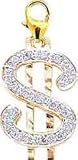 Dollar Sign, 14K Gold Diamond Charm