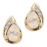 Opal and Diamond Fashion Earrings in 10K Yellow Gold