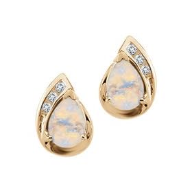 Opal and Diamond Fashion Earrings in 10K Yellow Gold by
