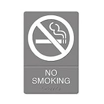 U S Stamp Ada Sign, No Smoking Symbol W/Tactile Graphic, Molded Plastic, 6 X 9, Gray