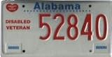 Alabama Disabled Veteran License Plate License Plate, Heart of Dixie with blue stars across top