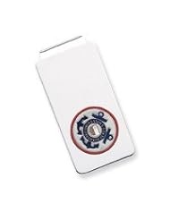 Sterling Silver U.S. Coast Guard Money Clip w/blue bkgrd