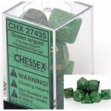 Chessex Dice: Polyhedral 7-Die Vortex Dice Set - Green w/gold