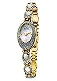 BULOVA Watches:Bulova Watches 98L004 Crystal White Mother-of-Pearl Dial Stainless Steel Gold Plated and Crystals Women's Watch