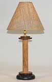 Vintage Wood Spool Table Lamp with Burlap Shade