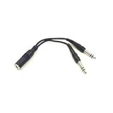 HOSA STEREO 1/4" PHONE (F) - TWO STEREO 1/4" PHONE (M), 6 in.