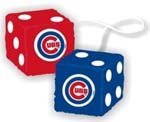 Official MLB Major League Baseball Licensed Team Logo Fuzzy Dice shape Mirror Danglers - Chicago Cubs