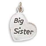 Big Sister Heart Charm Sterling Silver