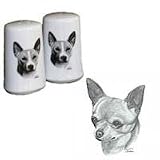 Chihuahua, Smooth Small Salt and Pepper Shakers, Porcelain by Rosalinde (3')