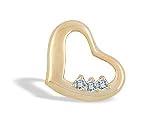 14K Yellow Gold Genuine Round White Topaz Heart Pendant