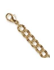 Rembrandt Charms, Double Link 7-8" Charm Bracelet with Lobster Claw Clasp in Sterling Silver or Gold