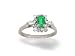 14K White Gold Genuine Emerald-cut Emerald and Diamond Ring