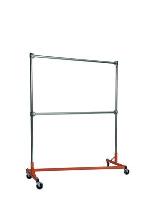 Heavy Duty Garment Z-Rack : Double Rail - 5' Base x 6' Uprights Orange