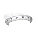 Sterling Silver Thin Band Toe Ring with Dark Blue Dot Design