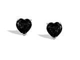 14K White Gold Genuine Heart Black Onyx Stud Earrings