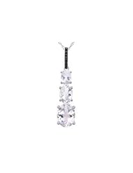 14k White Gold Black Accent Diamond White Topaz Pendant.