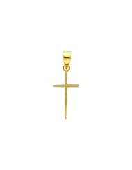 14K Yellow Gold Slender Cross Charm Pendant