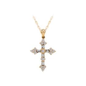 14kt. Gold, 1 2 ct. tw. Diamond Cross Pendant by 