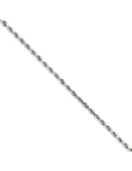 14k Gold White Gold 2.5mm D/C Rope Chain 9 Inches