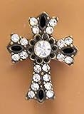 Clear Cz & Black Gothic Cross Reverse Top Mount Belly button Navel Ring 14 gauge