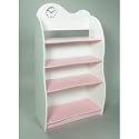 Scalloped Back Kids' Bookcase with Clock - Pink (Pink/White) (47"H x 24.5"W x 13"D)