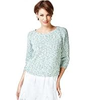 Indigo Collection Cotton Rich Tweed Knitted Jumper