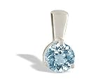 14K White Gold Genuine Round Aquamarine Pendant