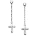 Sterling Silver and Crystal CZ Cross Dangle Pierced Earrings