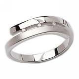 Bypass Two-Tone Ring with 3 Round Cut Diamonds by Hot Diamonds Sterling Silver