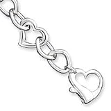 Sterling Silver Heart w/CZ Link Bracelet QG1478-7