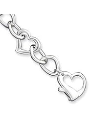 Sterling Silver Polished 3-D Heart Link Bracelet QH327-7.5"