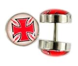 Boucle d'oreille, tricher-plug, se visser - faux croix en fer!
