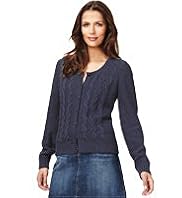 Indigo Collection Pure Cotton Cable Knit Flecked Cardigan