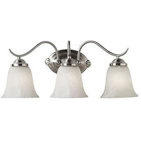 Kenroy Home 90213BS Medusa 3-Light Vanity with Alabaster Glass Shade, Brushed Steel