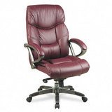 Executive Leather Series High-Back Knee-Tilt Office Chair, Wine/Pewter